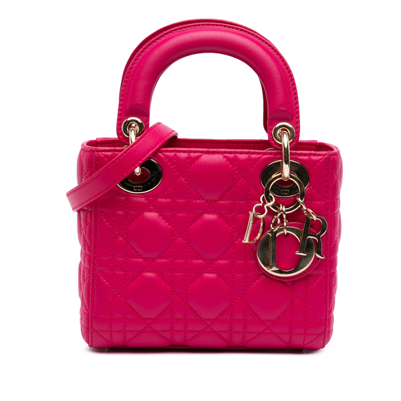 Pre-Loved Dior Mini Lambskin Cannage Lady Dior - Picture 1 of 9